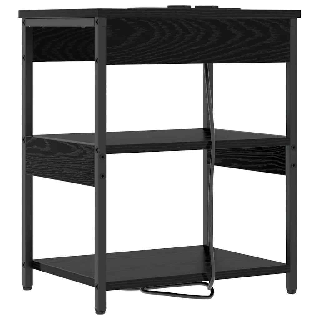 Armadio da Notte Rovere Nero 41 x 31 x 51 cm Legno multistrato 859535