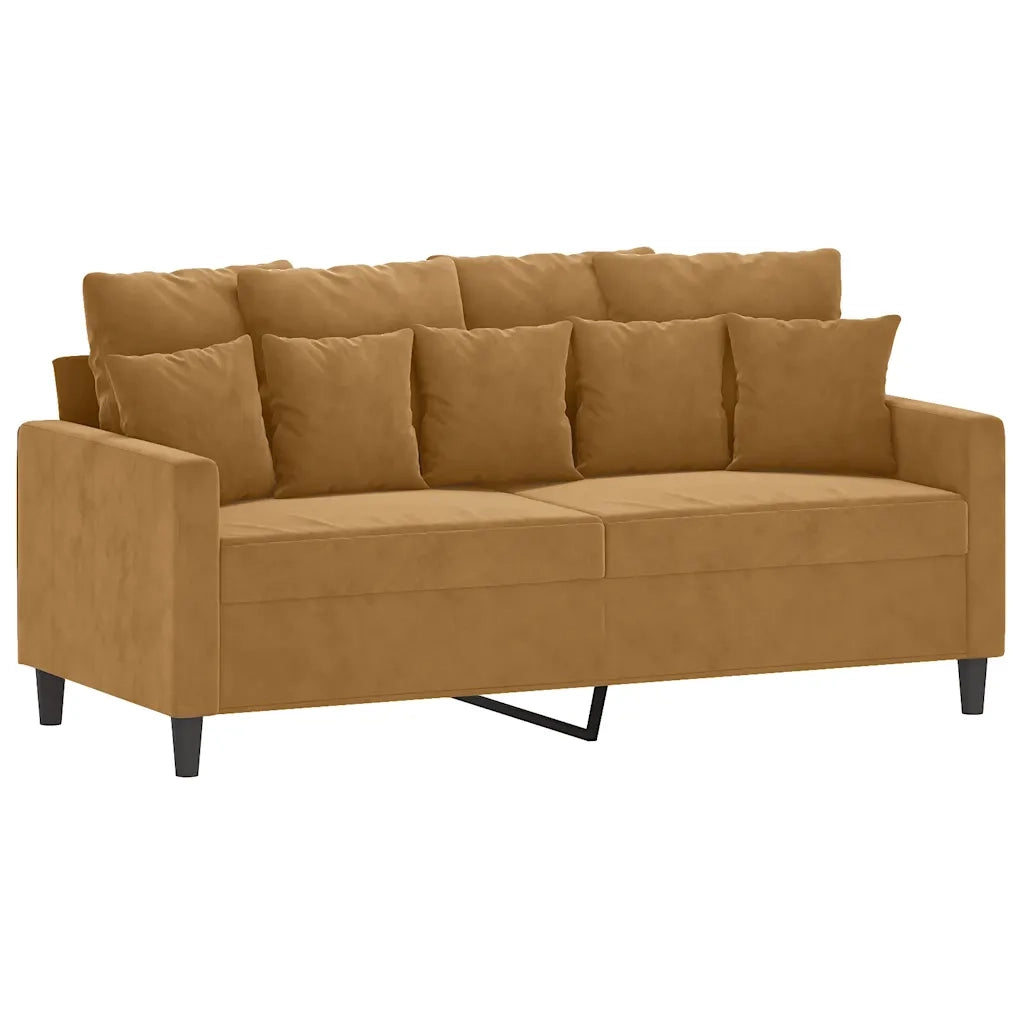 Set di Divani 3 pz con Cuscini Marrone in Velluto