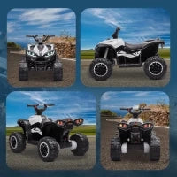 Quad per Bambini 3-5 Anni Elettrico 12V, 2 Velocità, Ruote Larghe con Clacson e Fari LED, Bianco