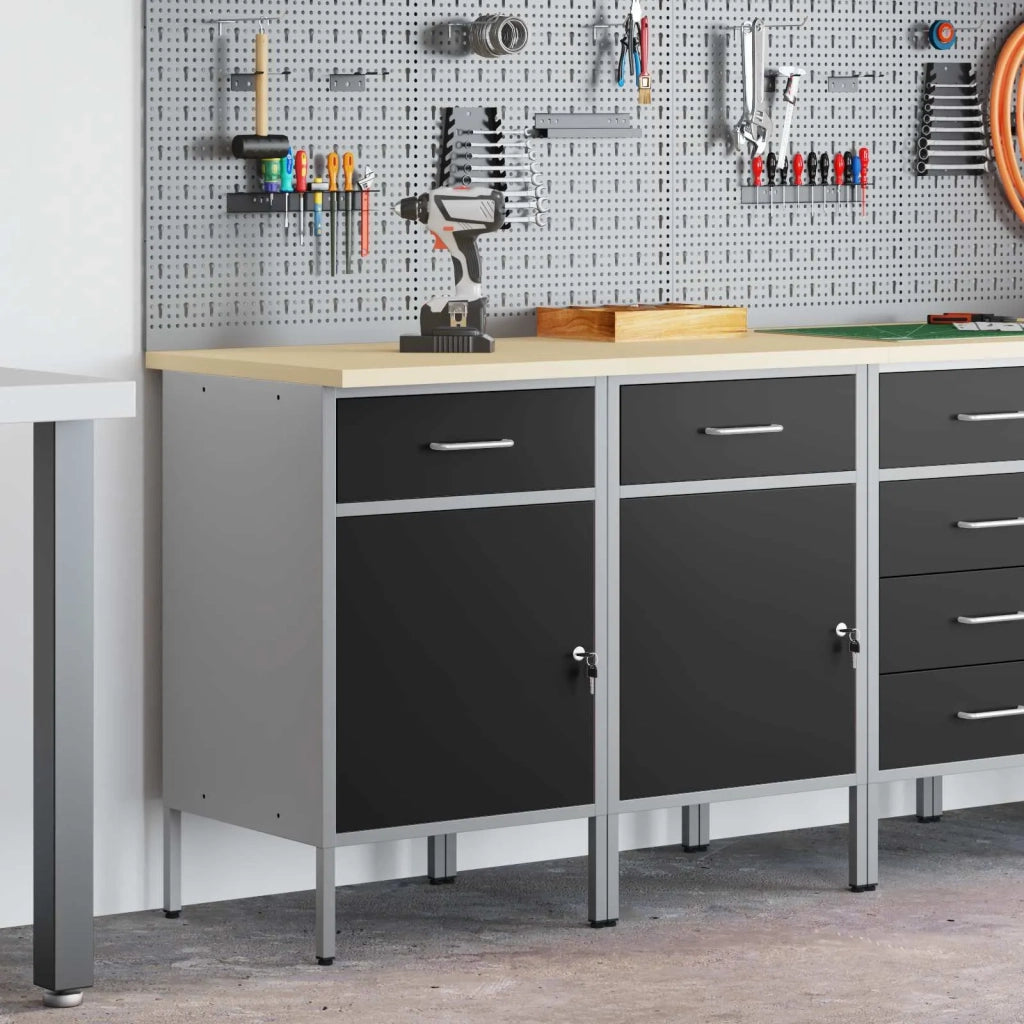 Mobile da lavoro 2 pz Nero e Grigio 100 x 55 x 85 cm CFW6211481