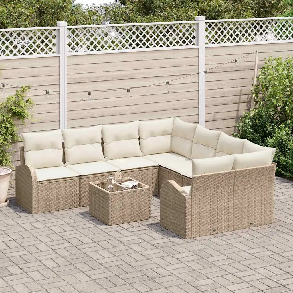 Set Divano da Giardino Beige 55 x 55 x 37 cm polyrattan