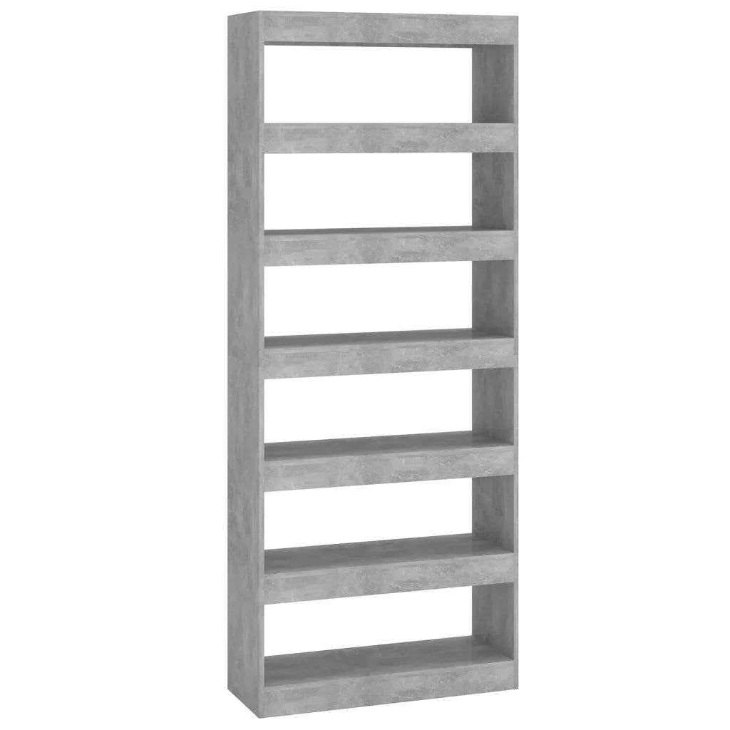 Libreria Divisorio-Scaffale per Libri-Mobile di Stoccaggio Grigio Cemento 80x30x198 cm in Truciolato