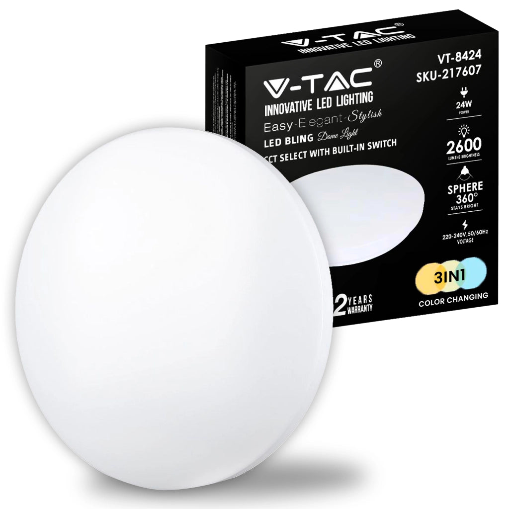 Plafoniera LED Rotonda 24W con Interruttore Cambia Colore 3 in 1 Satinata d: 350mm h: 55mm