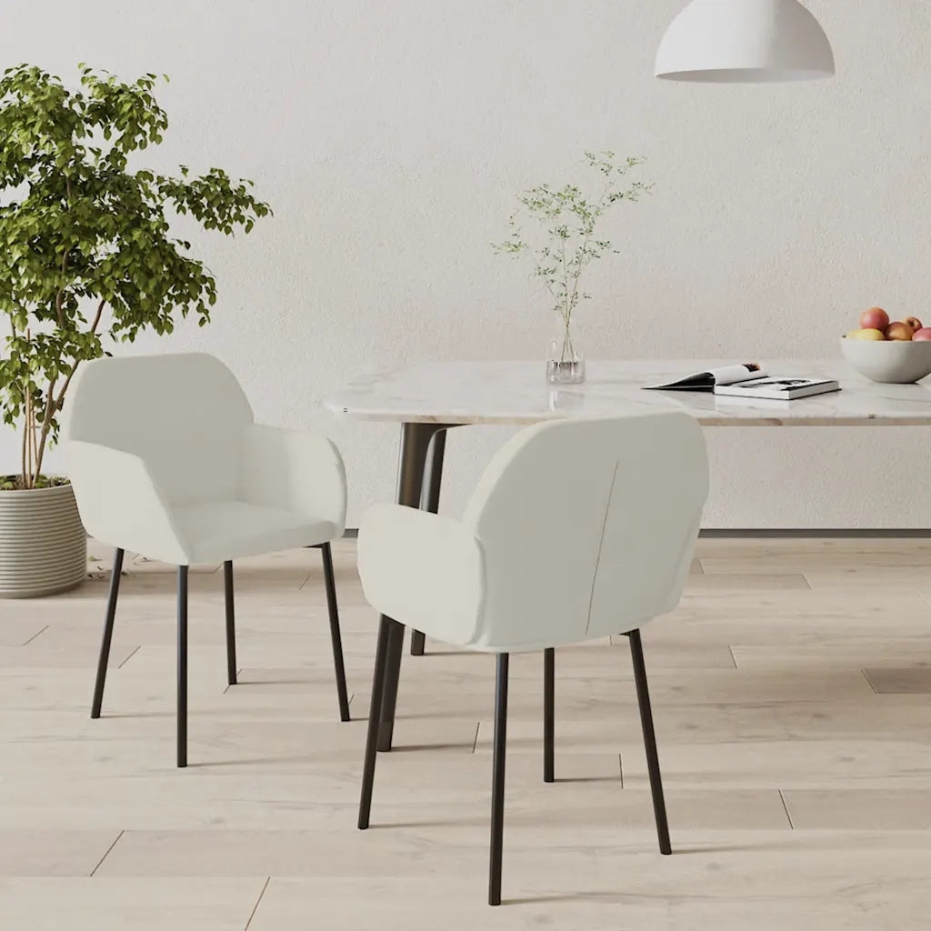 Sedie da Pranzo 2 pz Crema in Velluto cod mxl 29061