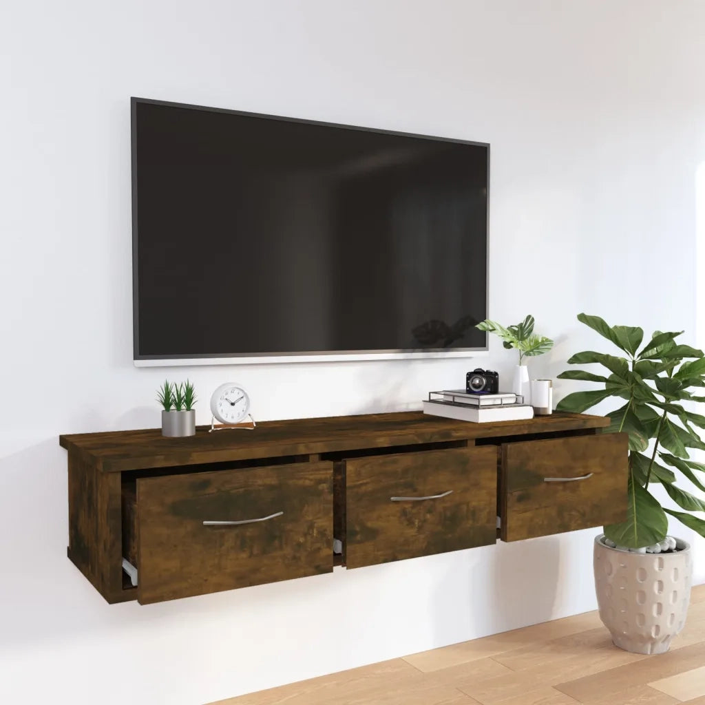 Armadietto a Muro | Mobile a Parete Rovere Fumo 88x26x18,5 cm in Legno Multistrato