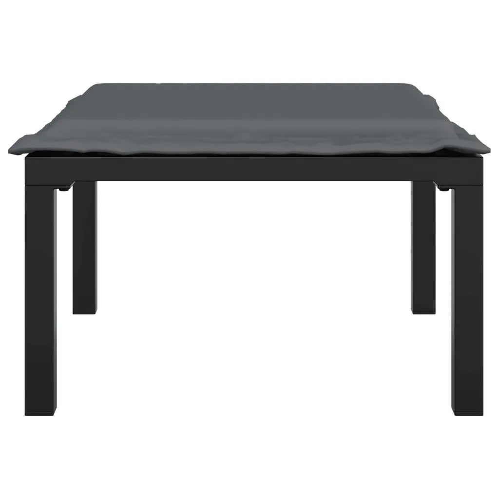 Poggiapiedi da Giardino con Cuscino in Polyrattan Nero e Grigio CFW9842775