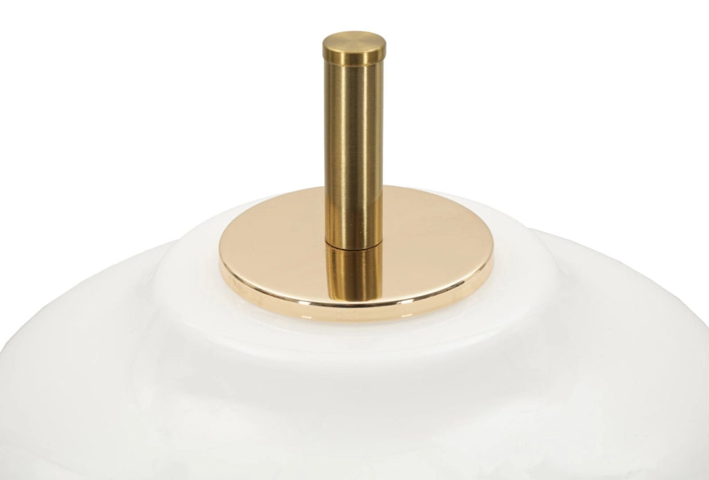Lampada da Tavolo Vintage Ø22x46 cm in Ferro e Vetro Oro e Nero e Bianco