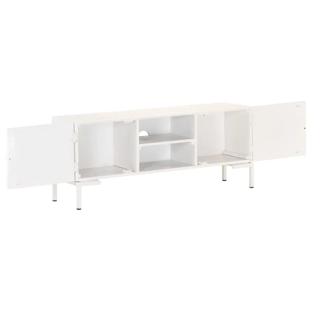 Mobile Porta TV Bianco 115x30x46cm in Legno Massello di Mango 323580