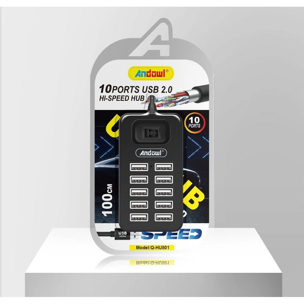 Trade Shop - Hub Usb 2.0 Alta Velocità Estensore A 10 Porte Usb Computer Cavo 100cm Q-hu801 -
