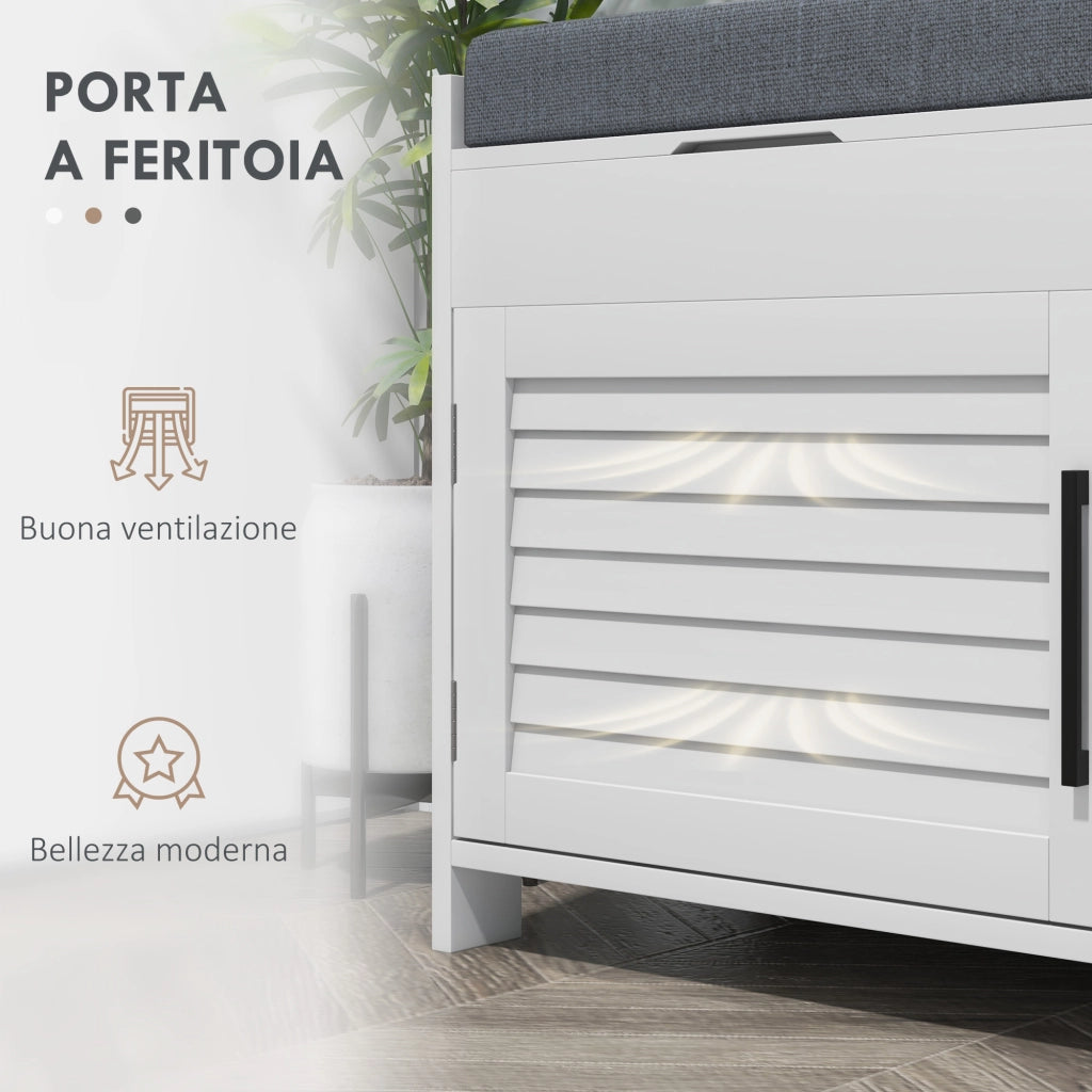 Panca Scarpiera con Ripiano Regolabile ¨C zephmum ¨C Bianco e Grigio 90x36x50 cm