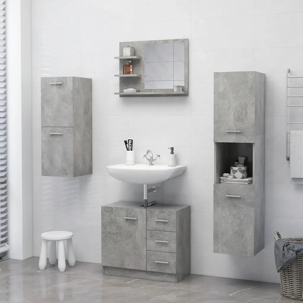 Specchio da Bagno | Specchio decorativo Grigio Cemento 60x10,5x45 cm in Truciolato