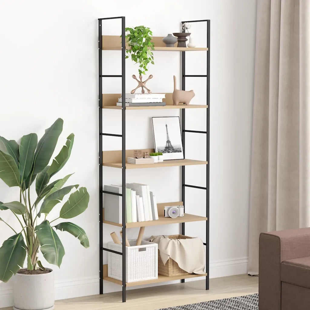 Scaffale Libri 5 Ripiani Rovere 60x27,6x158,5 Legno Multistrato 288227