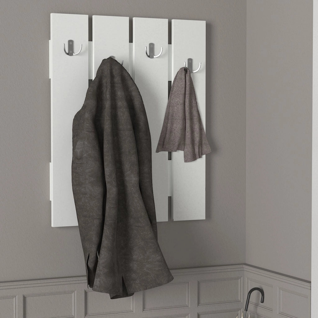 Appendiabiti da parete in legno "Anita" - 64 x 3 x 80 cm - Bianco