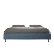 BS COM Letto matrimoniale king size con rete imbottito 200x210 microfibra blu