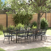 Set da Pranzo da Giardino 9 Pezzi con Cuscini in Polyrattan Nero