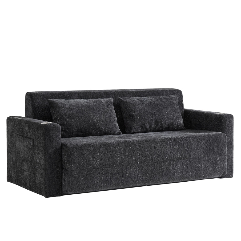Divano letto 2 in 1 in ciniglia con funzioni integrate