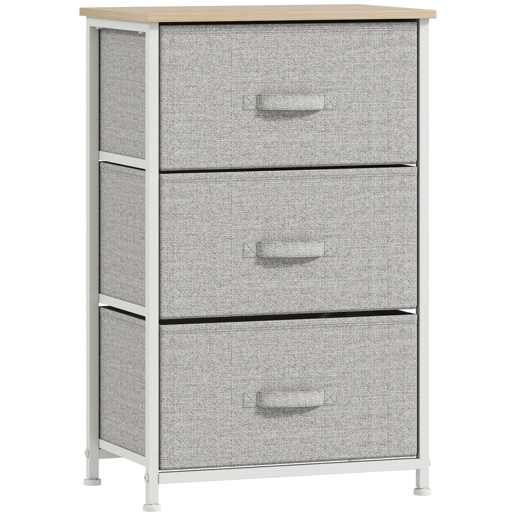 Cassettiera con 3 Cassetti Tessuto Grigio ¨C Zephmum ¨C Acciaio 60x40x