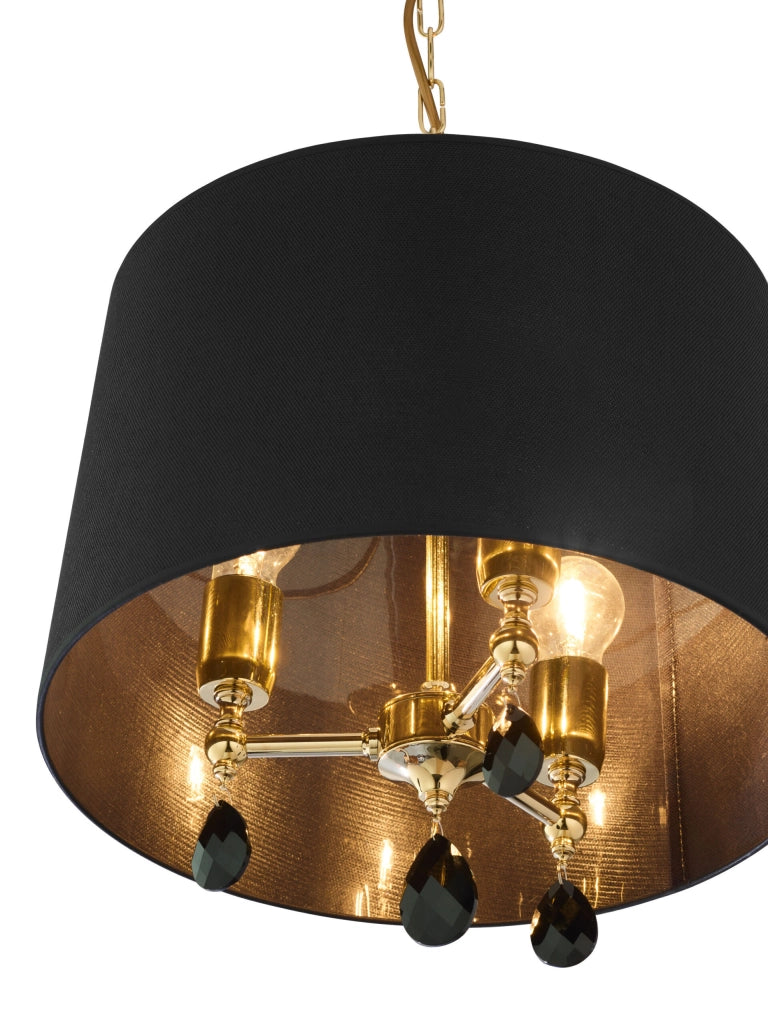 Lampadario EGIDA Jupiter ottone nero 3xE27 cristalli