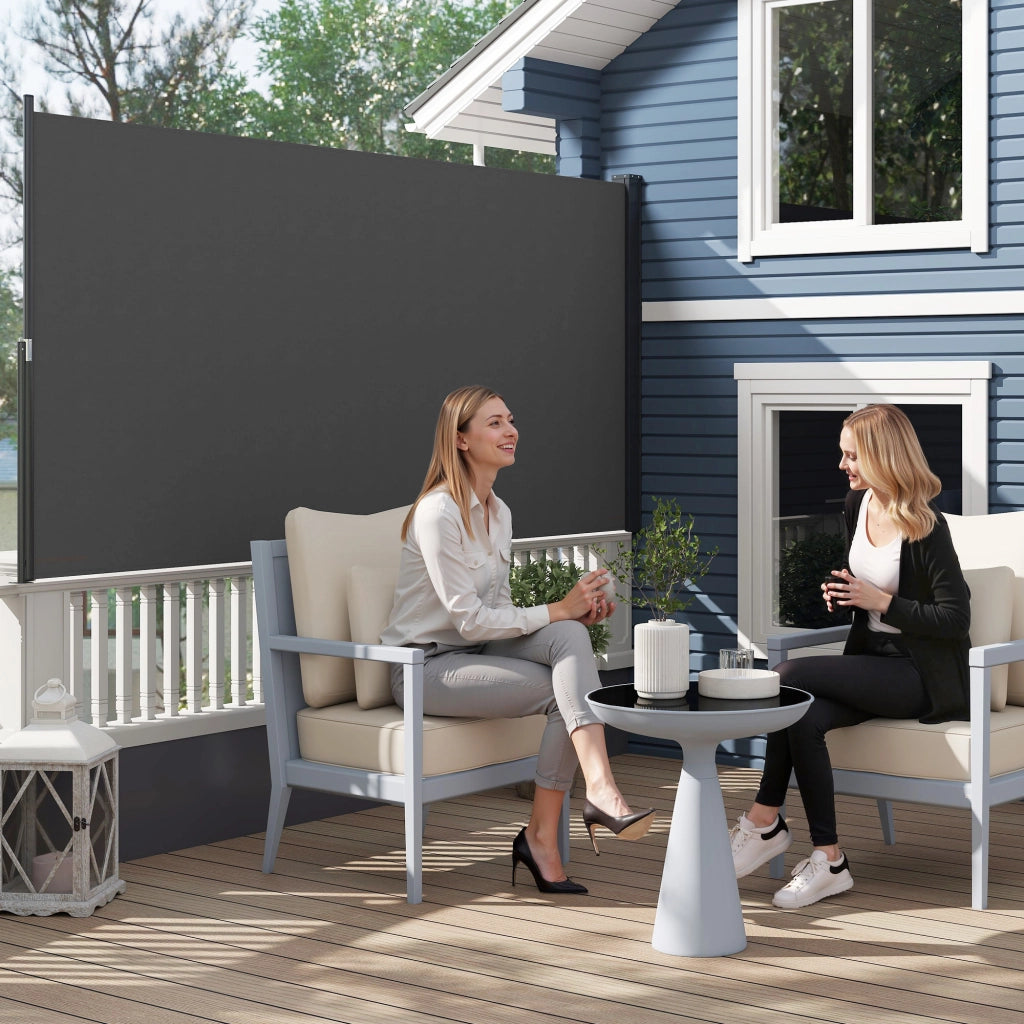 Paravento retrattile per esterno ¨C zephmum ¨C grigio scuro, alluminio, poliestere, 300x140 cm