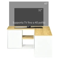 Mobile TV a L per TV da 40" con 3 Ripiani Aperti e 2 Armadietti, in Truciolato, 90x90x45 cm
