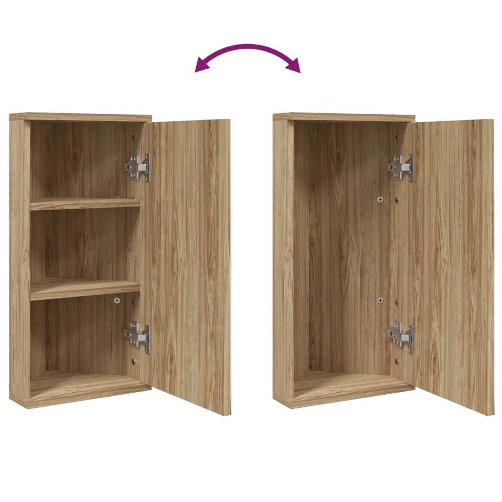 Armadietto Angolare con Specchio da Bagno-Mobile bagno con specchio Rovere 30x24x60 cm