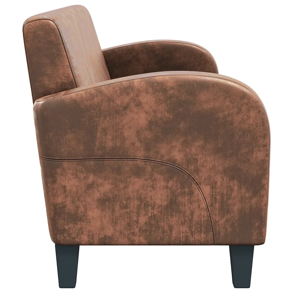 Divano a 3 Posti in Pelle Scamosciata Sintetica Marrone cod mxl 15139