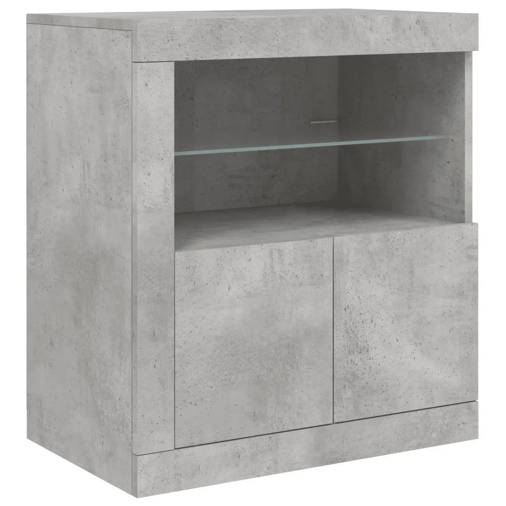 Credenza con Luci LED-Buffet-Armadio da cucina Grigio Cemento 181,5x37x67 cm 605041