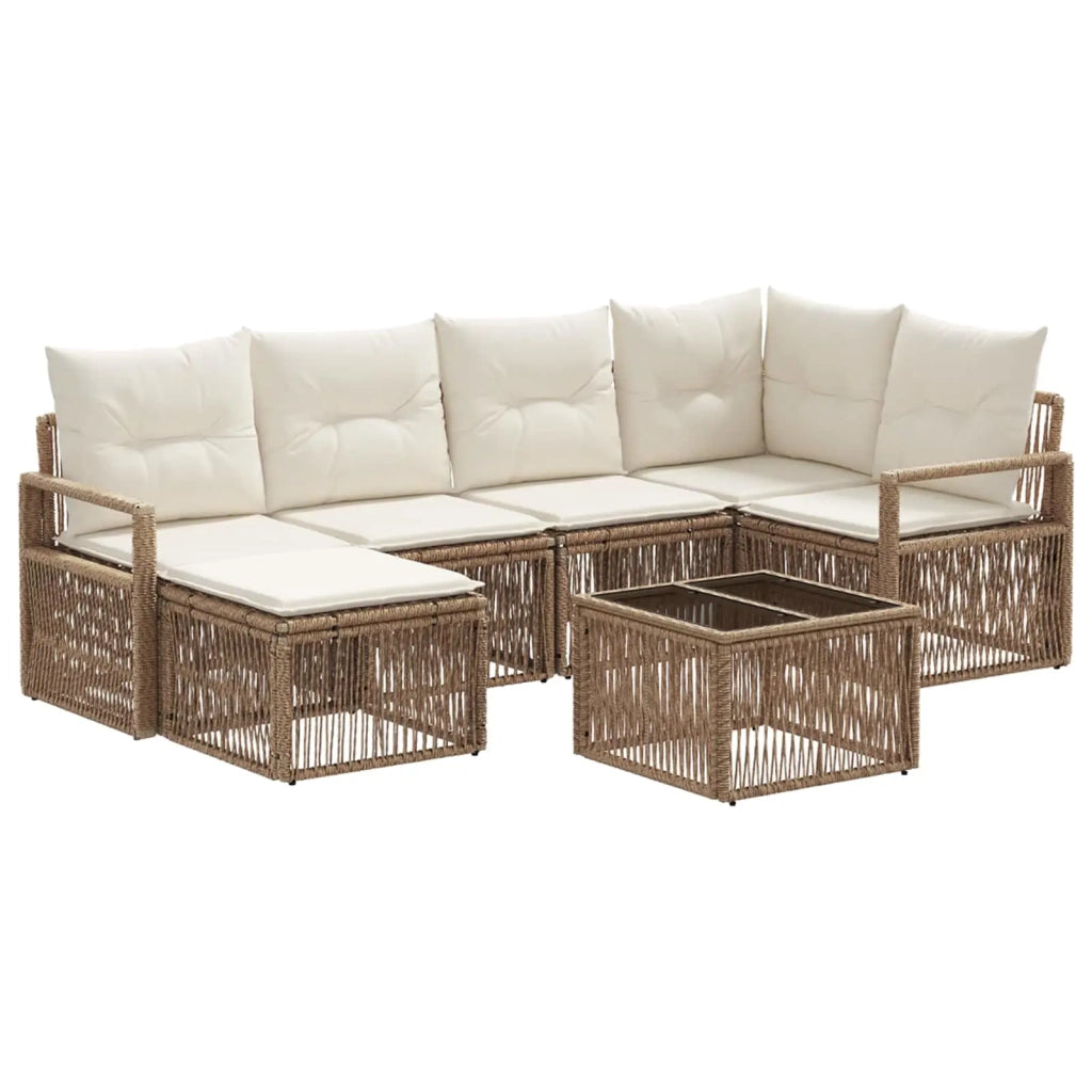Set Divano da Giardino 7 pcs Beige polyrattan 3435783