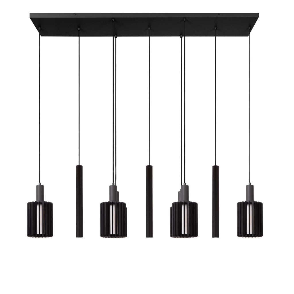 Lampada a sospensione nera LAMBRES 6xE27+3xGU10 Lucide