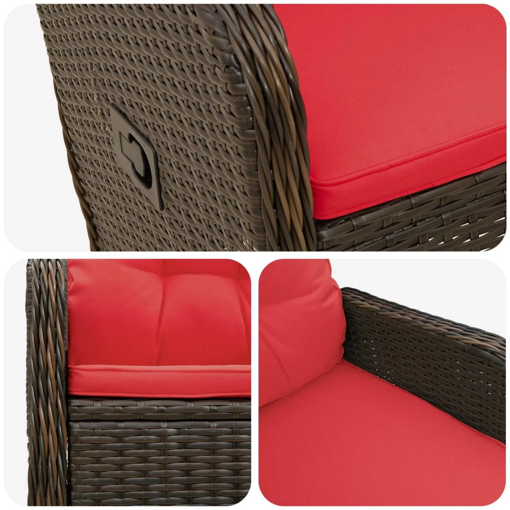 Sedia da giardino reclinabile Marrone e Rosso polyrattan 42027157