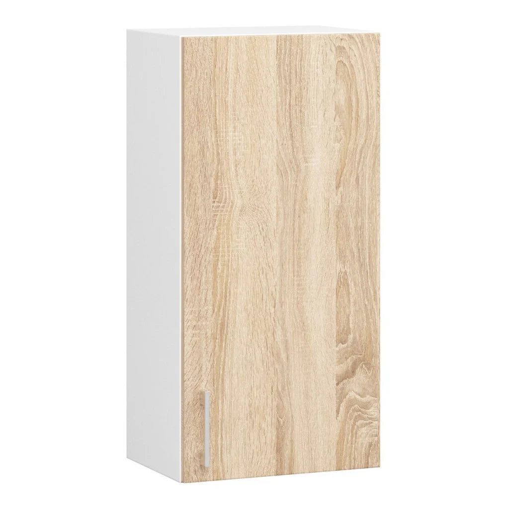 Set da cucina con vetrina AKORD LIMA 1,8 m H720 Bianco 180 cm 7 ante 1 cassetto frontale Rovere Sonoma 8 ripiani 180×44,5×203 cm
