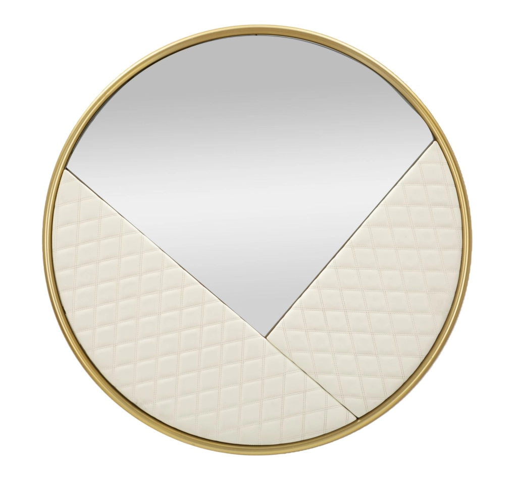 Specchio da Muro Sharon 80x3x80 cm in Ferro e MDF e Specchio Bianco e Oro
