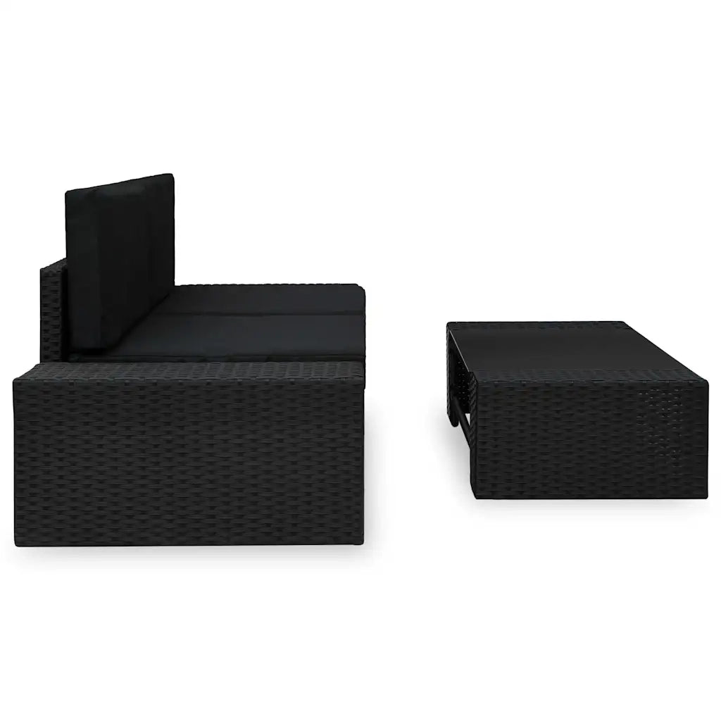 Salotto da Giardino-Set Divani da Giardino3 pz in Polyrattan Nero