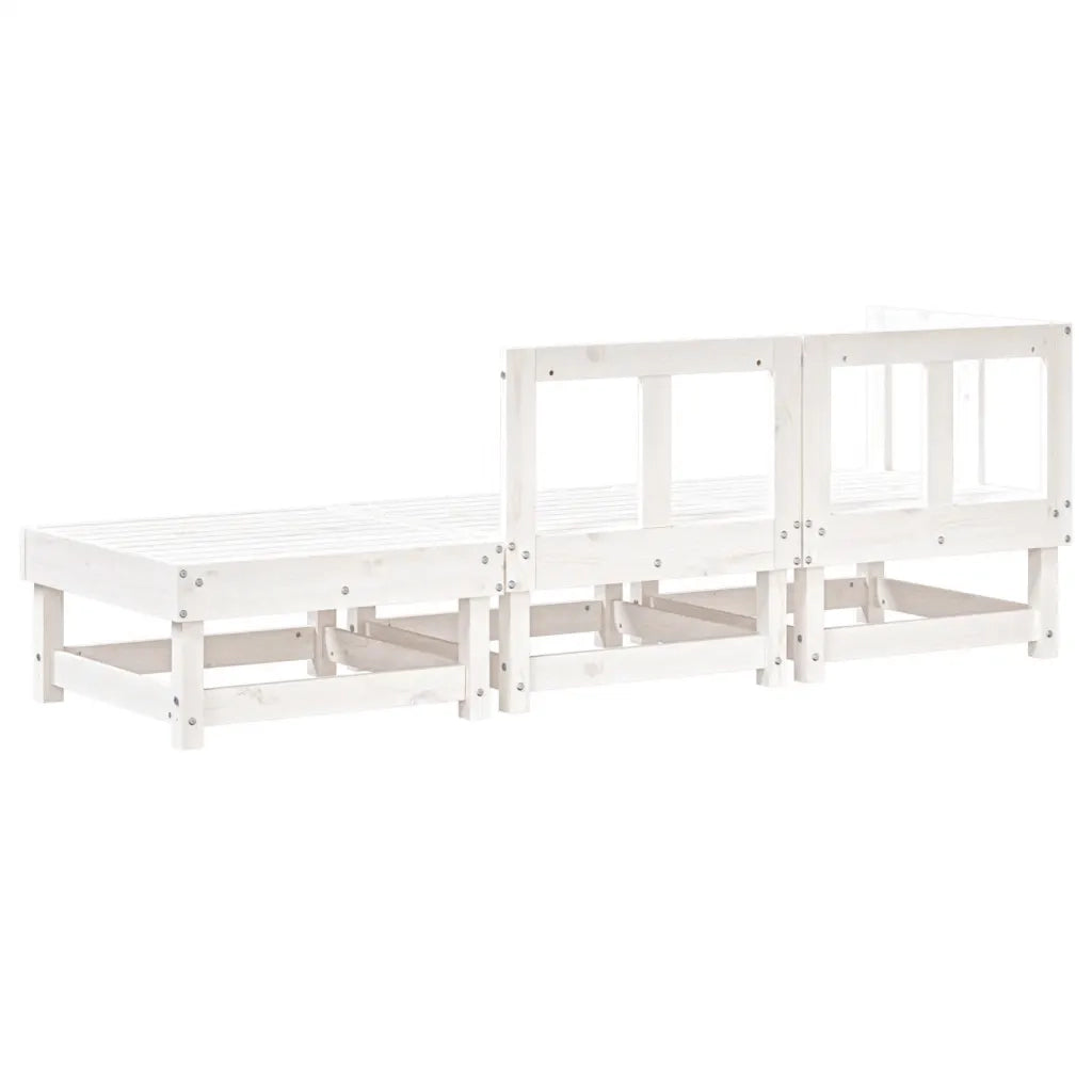 Salotto da Giardino-Set Salotto da Giardino 3 pz Bianco in Legno Massello di Pino 446098
