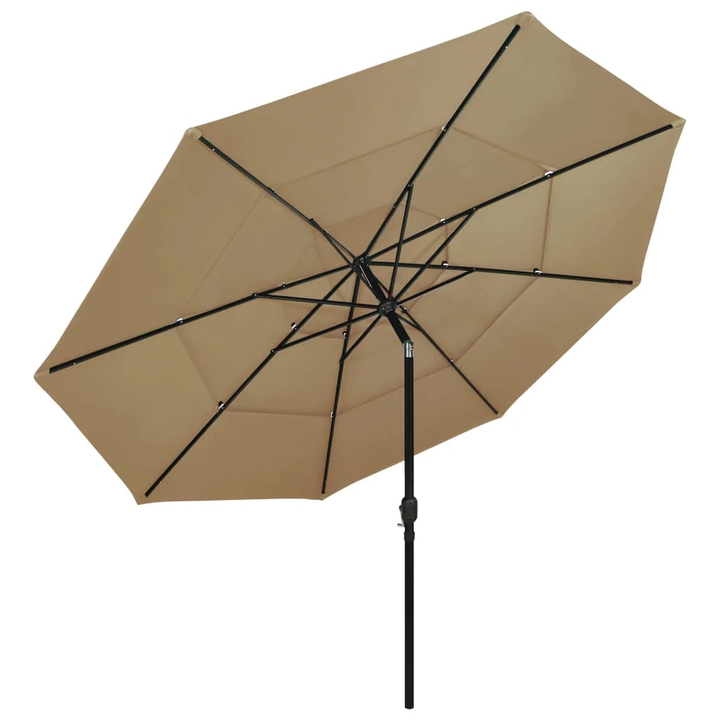 Ombrellone a 3 livelli con palo in alluminio da 3,5 m tortora 02_0008772