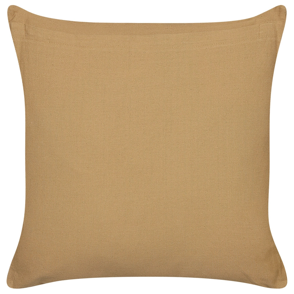 Cuscino decorativo cotone beige e bianco 45 x 45 cm motivo geometrico fatto a mano rivestimento sfoderabile con imbottitura