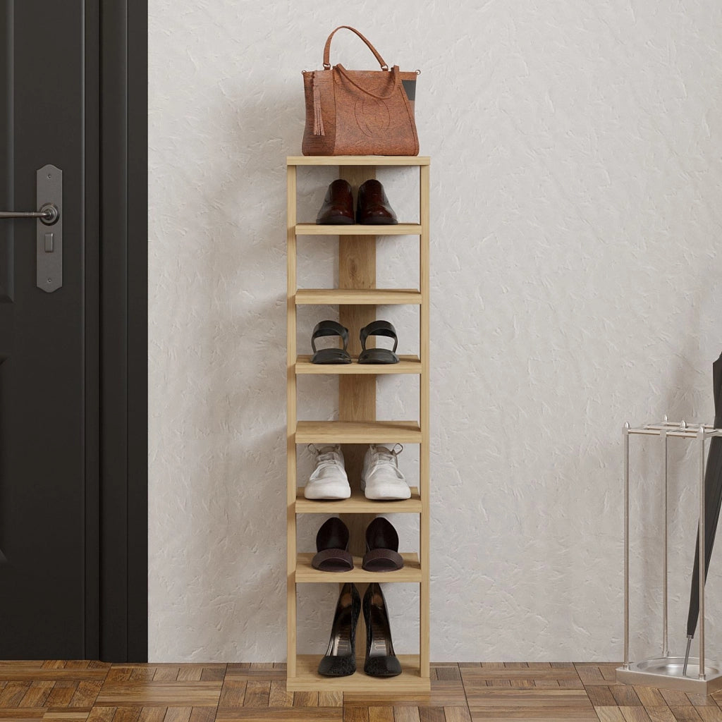 Scarpiera in legno "Ayka" - 30 x 30 x 110 cm - Beige
