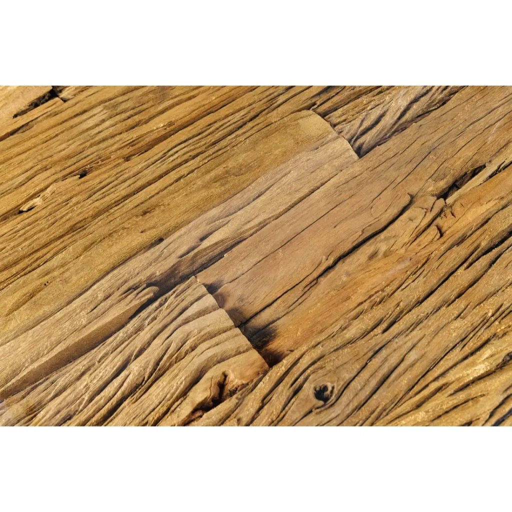 Tavolino basso VELENA 100 cm in teak con vetro temperato – Piedi cromati design barocco