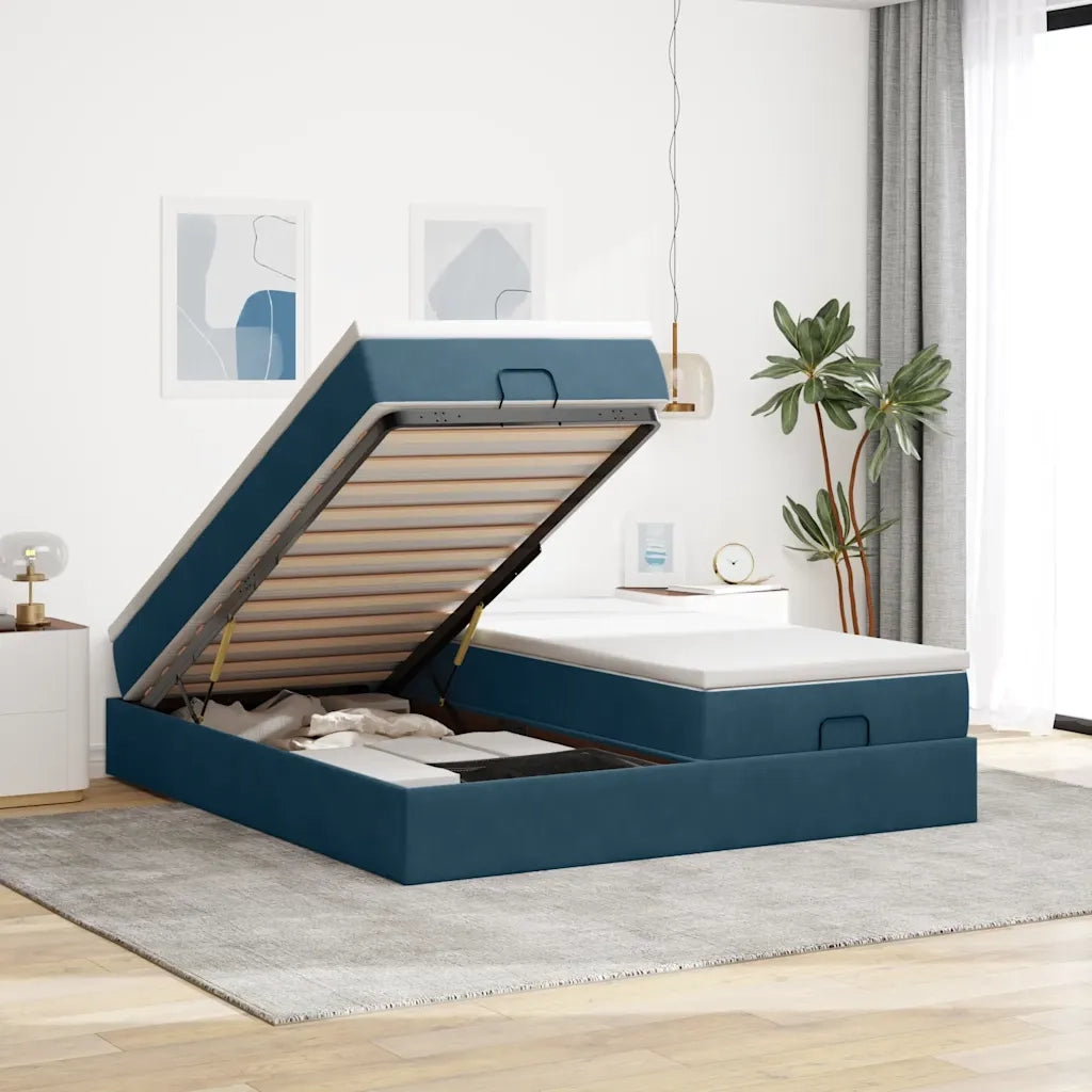 Struttura Letto Pouf con Materassi 180x200 cm Velluto 3311265