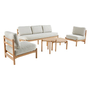 Salotto da giardino in legno di acacia, 5 posti, beige