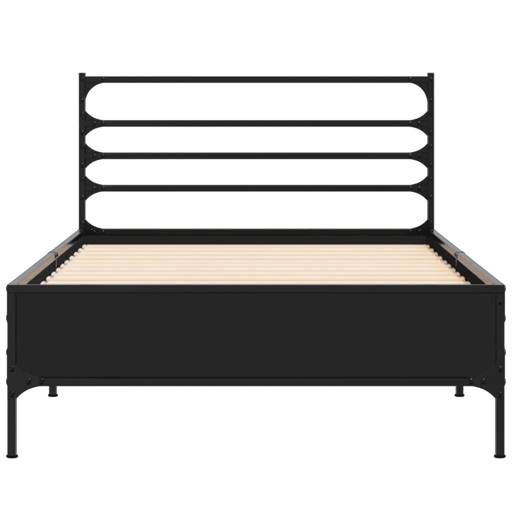 Giroletto Nero 90x190 cm in Legno Multistrato e Metallo 845627