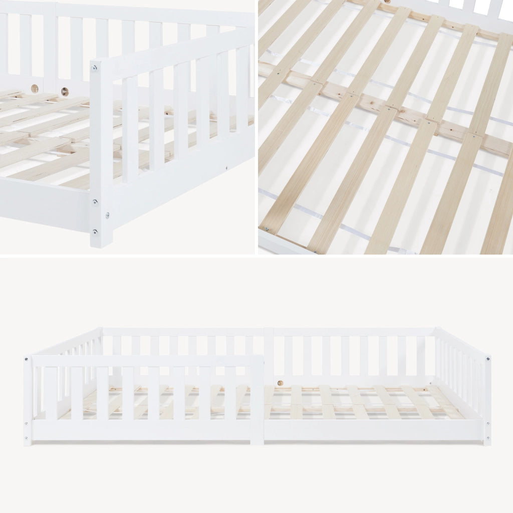 Letto Montessori per Cameretta Tanna in Legno di Pino 120 x 200 cm - Bianco [en.casa]