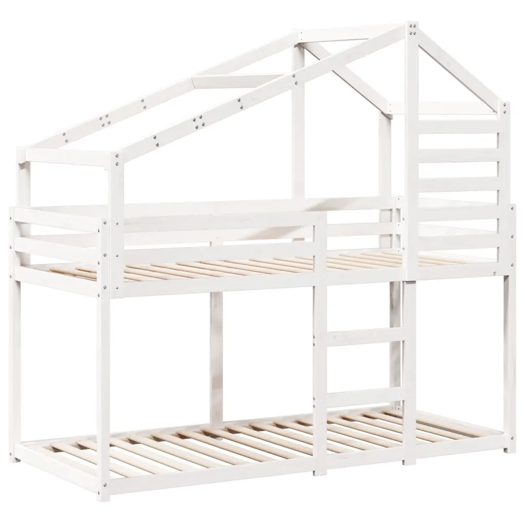 Letto a Castello senza Materasso Bianco 90x190cm Massello Pino 3281965