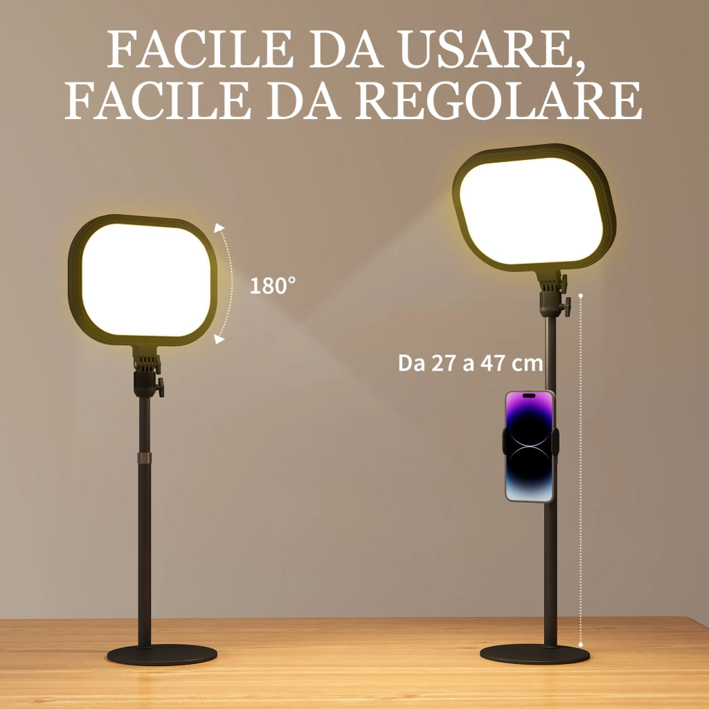 Lampada da Scrivania LED con 5 Colori di Luce e Supporto per Telefono Nero