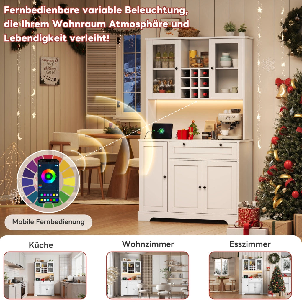 Credenza cucina con LED, prese e ripiani regolabili