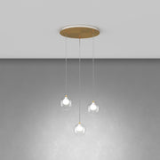 Lampadario Contemporaneo Inside Metallo Ottone Vetro Bianco 3 Luci G9