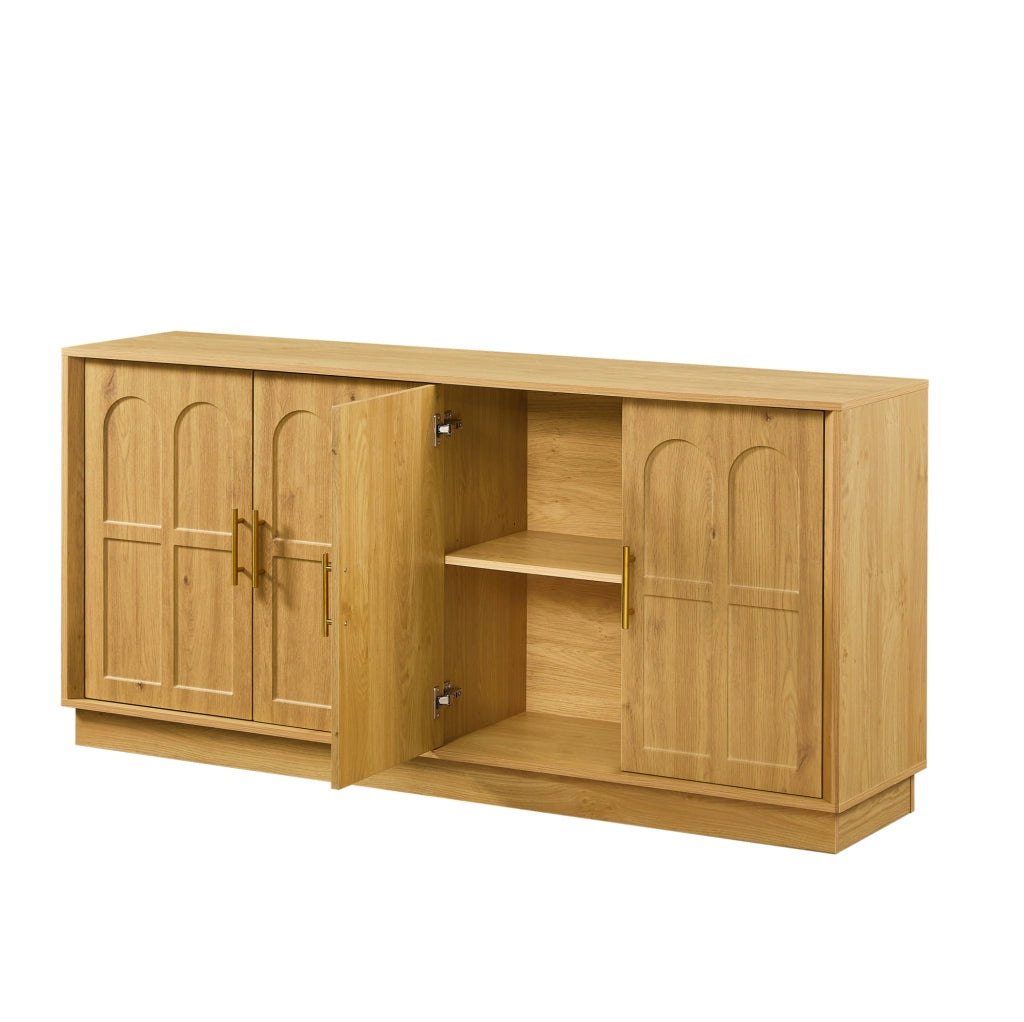 Sideboard con ripiani regolabili e ante curve in MDF naturale