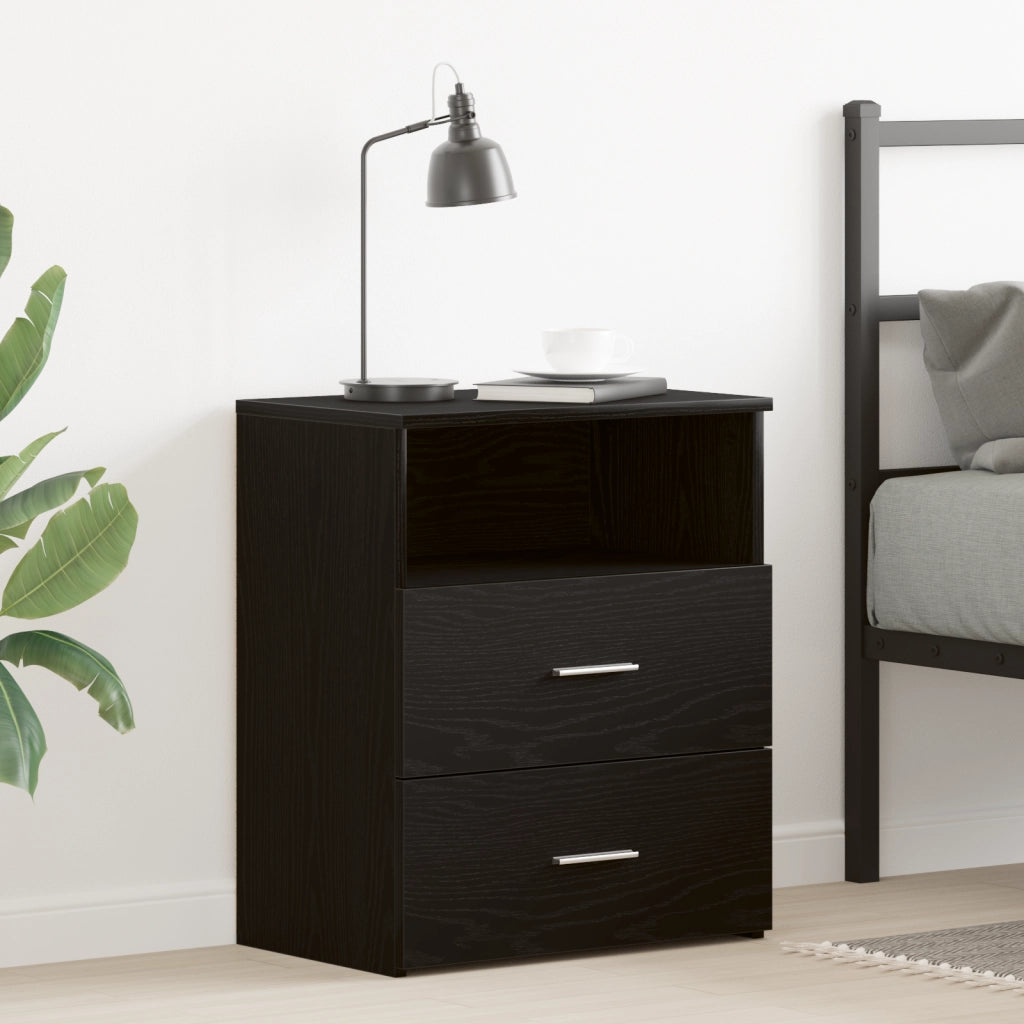 Comodino  Nero Rovere 50x32x60 cm in legno ingegnerizzato