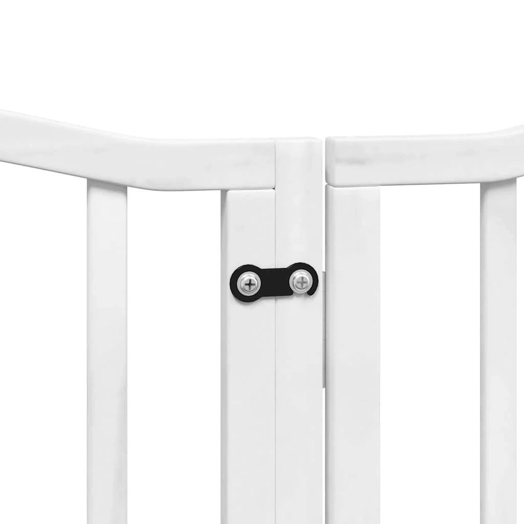 Cancelletto di sicurezza per animali domestici porta pieghevole 15 pannelli legno di pioppo bianco 02_0023209