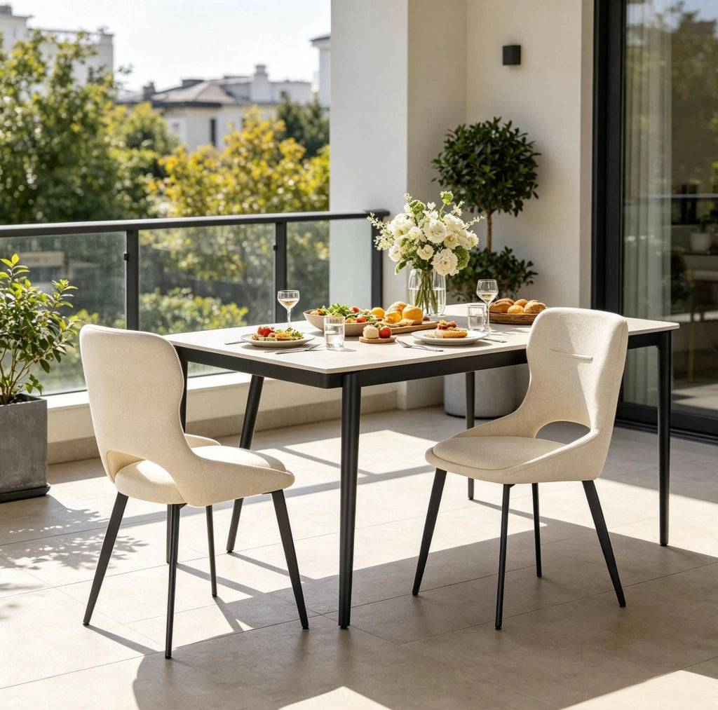 Set di 2 Sedie Moderne in Chenille Imbottite per Sala da Pranzo 43x40x86 cm